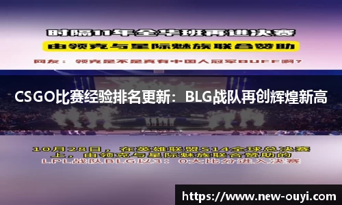 CSGO比赛经验排名更新：BLG战队再创辉煌新高
